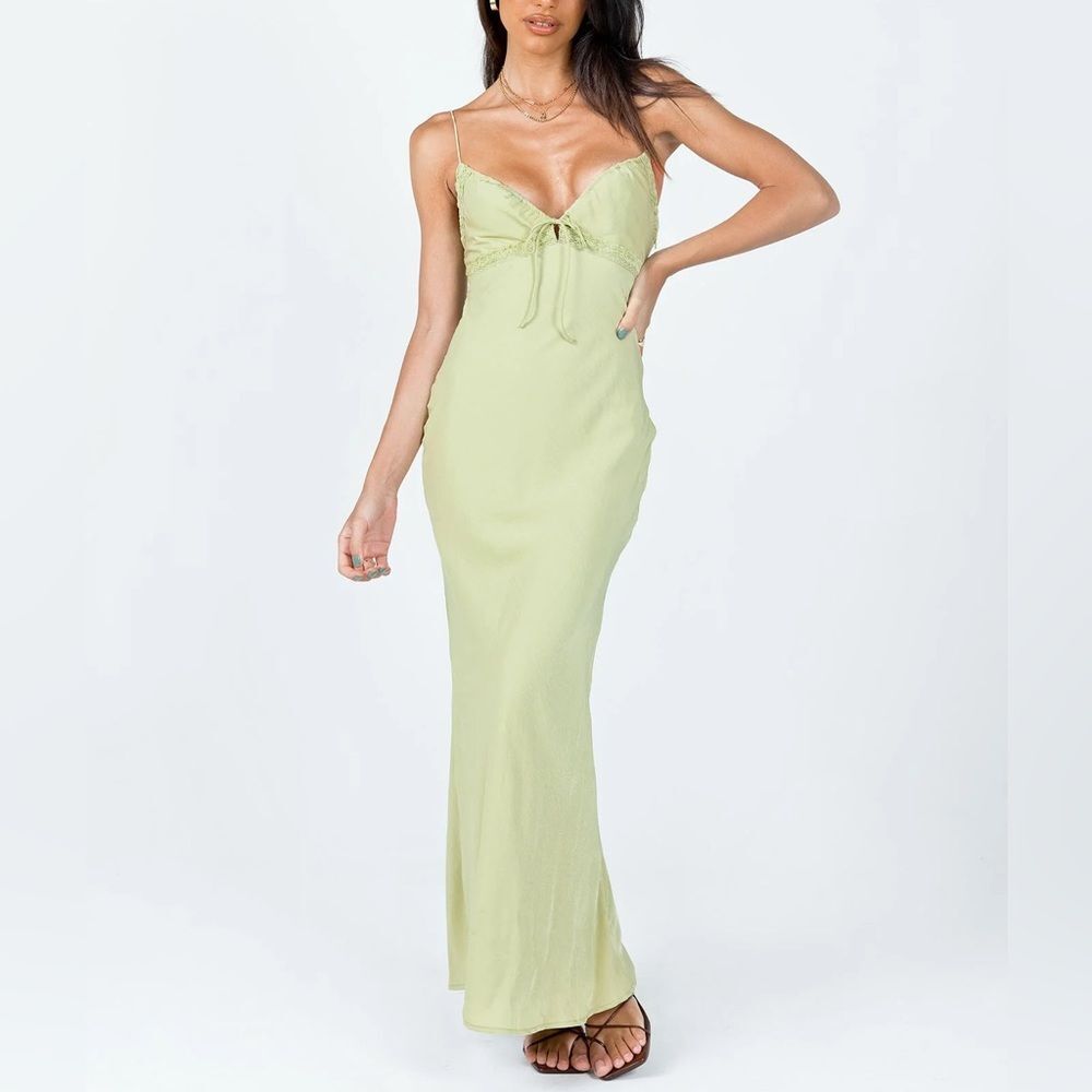 NEW Princess Polly Emily Green Satin Maxi Dress Women’s Size Small 4